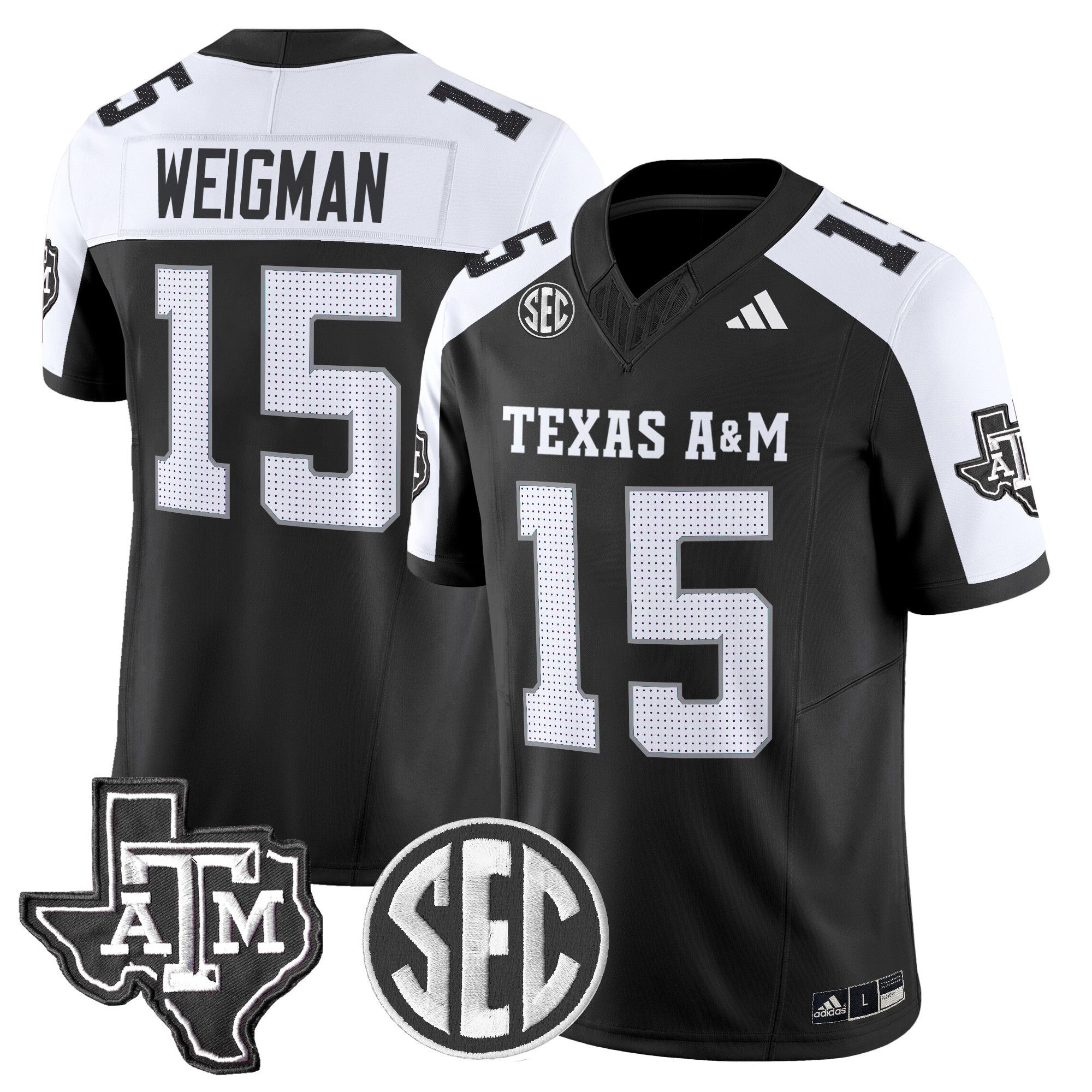 Men Texas A&M Aggies #15 Weigman Black 2024 Vapor Limited NCAA Jersey